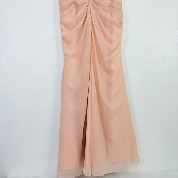 Angelina Faccenda Bridesmaids Gown Size 8 Blush Pink One Shoulder Chiffon Prom - Picture 9 of 16